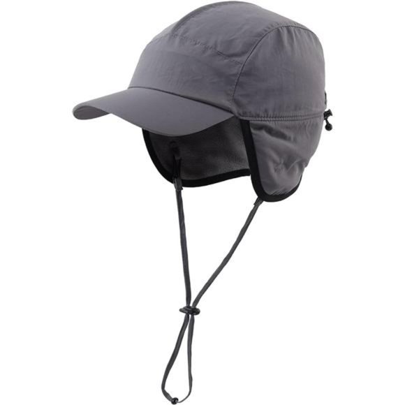 Waterproof Men's Winter Hats Warm Fleece Lined Earflaps Dark Grey - Picture 1 of 6